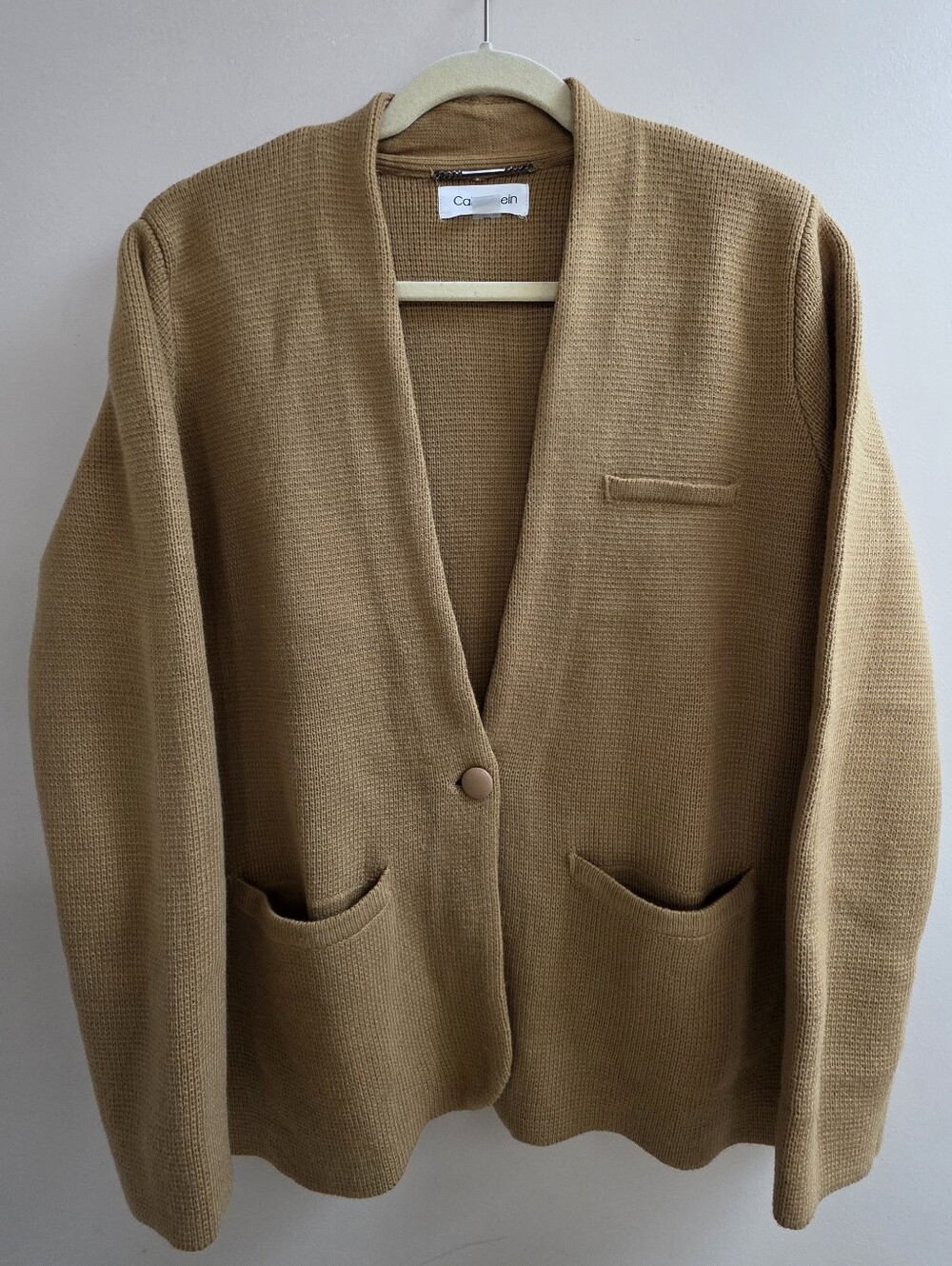 Calvin Klein Camel Color One Button Cardigan XL